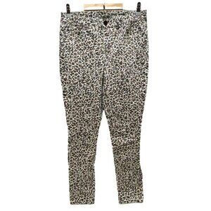 Seven7 Skinny Jeans Women's 8 White Blk Brn Leopard Print High Rise Stretch NWOT